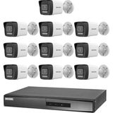 Hikvision 10 Kameralı 2 Mp Hybrid Light Ip Güvenlik Kamera Seti DS-2CD1023G2-LIUF (Dahili Mikrofonlu) - Beyaz