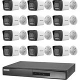 Hikvision 12 Kameralı 2 Mp Hybrid Light Ip Güvenlik Kamera Seti DS-2CD1023G2-LIUF (Dahili Mikrofonlu) - Beyaz
