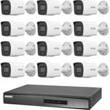 Hikvision 12 Kameralı 4 Mp Colorvu Ip Güvenlik Kamera Seti DS-2CD1047G2H-LIUF (Dahili Mikrofonlu) - Beyaz