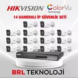 Hikvision 14 Kameralı 2 Mp Colorvu İp Güvenlik Kamera Seti Ds-2Cd1027g2h-Lıuf (Dahili Mikrofonlu)