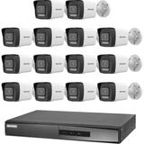 Hikvision 14 Kameralı 2 Mp Hybrid Light Ip Güvenlik Kamera Seti DS-2CD1023G2-LIUF (Dahili Mikrofonlu) - Beyaz
