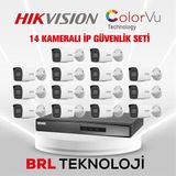 Hikvision 14 Kameralı 4 Mp ColorVu İp Güvenlik Kamera Seti DS-2CD1047G2H-LIUF (Dahili Mikrofonlu)