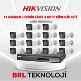 Hikvision 14 Kameralı 4 Mp Hybrid Light Ip Güvenlik Kamera Seti DS-2CD1043G2-LIUF (Dahili Mikrofonlu) - Beyaz