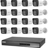 Hikvision 16 Kameralı 2 Mp Hybrid Light Ip Güvenlik Kamera Seti DS-2CD1023G2-LIUF (Dahili Mikrofonlu) - Beyaz