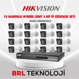 Hikvision 16 Kameralı 4 Mp Hybrid Light Ip Güvenlik Kamera Seti DS-2CD1043G2-LIUF (Dahili Mikrofonlu) - Beyaz