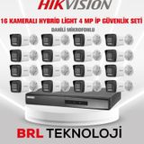 Hikvision 16 Kameralı 4 Mp Hybrid Light İp Güvenlik Kamera Seti Ds-2Cd1043g2-Lıuf (Dahili Mikrofonlu)