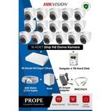 Hikvision 16 Kameralı Dome Güvenlik Sistemi Full HD DVR Dahil Kamera Seti DS-2CE76D0T-EXIPF - Beyaz