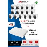 Hikvision 16 Kameralı Dome HD Güvenlik Kamera Sistemi Gece Görüşlü Mobil İzleme Destekli DS-2CE76D0T-EXIPF - Beyaz