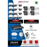 Hikvision 16 Kameralı Full IP Güvenlik Kamera Sistemi Full HD Gece Görüşlü Uzaktan İzleme Destekli