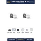 Hikvision 2 Kameralı 2mp Güvenlik Kamera Seti Colorvu Gece Renkli 1tb ~47 Gün Kayıt Bullet Dış Mekan