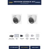 Hikvision 2 Kameralı 2mp Güvenlik Kamera Seti Colorvu Gece Renkli 1tb ~47 Gün Kayıt Dome Iç Mekan
