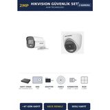 Hikvision 2 Kameralı 2mp Güvenlik Kamera Seti Colorvu Gece Renkli 1tb ~47 Gün Kayıt Dome+Bullet