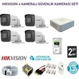 Hikvision 2 Mp 4 Kameralı Herşey Dahil Hdcvı Güvenlik Kamerası Seti