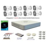 Hikvision 2 MP 8 Kameralı 500 GB Disk Dış ortam AHD HD-TVI ColorVu Gece Renkli Kamera Seti