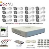Hikvision 2Mp 16 Kamerali Dis Ortam Ahd Hd-Tvı Colorvu Gece Renkli Kamera Seti 500Gb Disk