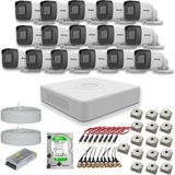 Hikvision 2mp 16 kameralı Dış ortam AHD HD-TVI Full Kamera Seti 500GB Disk - Beyaz