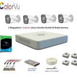 Hikvision 2Mp 4 Kamerali Dis Ortam Ahd Hd-Tvı Colorvu Gece Renkli Kamera Seti 4Tb Disk