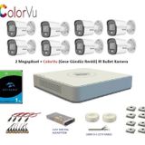 Hikvision 2Mp 8 Kamerali Dis Ortam Ahd Hd-Tvı Colorvu Gece Renkli Kamera Seti 1Tb Disk