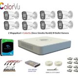 Hikvision 2Mp 8 Kamerali Dis Ortam Ahd Hd-Tvı Colorvu Gece Renkli Kamera Seti 4Tb Disk
