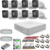Hikvision 2mp 8 Kameralı Dış Ortam Ahd Hd-Tvı Full Kamera Seti (1TB HARDDİSK) - Siyah