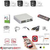 Hikvision 3 Kameralı 7/24 Renkli Görüşlü 2mp Ahd Güvenlik Kamerası - 40 Metre