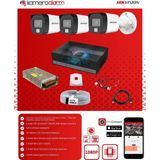 Hikvision 3 Kameralı Gece Gündüz Renkli Görüşlü AHD Güvenlik Kamera Seti - Beyaz