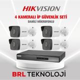 Hikvision 4 Kameralı 2 Mp Ip Güvenlik Kamera Seti (Dahili Mikrofonlu)