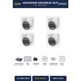 Hikvision 4 Kameralı 2mp Güvenlik Kamera Seti Colorvu Gece Renkli 1tb ~23 Gün Kayıt Dome Iç Mekan