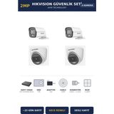Hikvision 4 Kameralı 2mp Güvenlik Kamera Seti Colorvu Gece Renkli 1tb ~23 Gün Kayıt Dome+Bullet