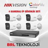 Hikvision 4 Kameralı 4 Mp ColorVu İp Güvenlik Kamera Seti DS-2CD1047G2H-LIUF (Dahili Mikrofonlu)