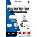 Hikvision 4 Kameralı Dome Güvenlik Kamera Sistemi Full HD Gece Görüşlü Mobil İzleme Destekli DS-2CD1121G2-LIUF