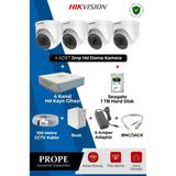 Hikvision 4 Kameralı Dome Güvenlik Kamera Sistemi Full HD Gece Görüşlü Mobil İzleme Destekli DS-2CE76D0T-EXIPF - Beyaz