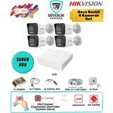 Hikvision 4 Kameralı Gece Renkli Ahd Güvenlik Seti 2mp 500GB HDD 4 Kanal Dvr