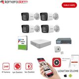 Hikvision 4 Kameralı Mikrofonlu 7/24 Renkli Görüşlü Ip Kamera Seti