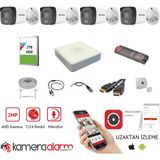 Hikvision 4 Kameralı Mikrofonlu Gece Gündüz Renkli Güvenlik Kamera Seti - 2tb HDD - Beyaz