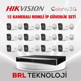Hikvision 4 Mp 12 Kameralı Acusense Colorvu 3.0 Aı İp Güvenlik Kamera Seti (Dahili Mikrofonlu)