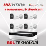 Hikvision 4 Mp 4 Kameralı Acusense Colorvu 3.0 Aı İp Güvenlik Kamera Seti (Dahili Mikrofonlu)