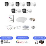 Hikvision 5 Kameralı Dahili Mikrofonlu 7/24 Renkli Görüşlü Güvenlik Kamerası Seti
