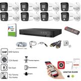 Hikvision 5mp 7/24 Renkli, Ses Kayıtlı 8'li Ahd Güvenlik Kamerası Seti - Yüz Tanıma