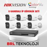 Hikvision 6 Kameralı 4 Mp ColorVu İp Güvenlik Kamera Seti DS-2CD1047G2H-LIUF (Dahili Mikrofonlu)