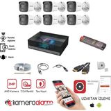 Hikvision 6 Kameralı AHD Güvenlik Kamerası 1920 x 1080 Çözünürlükte Gece Gündüz Renkli Görüşlü Hareket Algılama - Beyaz