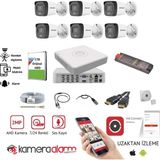 Hikvision 6 Kameralı Gece Renkli Güvenlik Kamerası 1920 x 1080 Çözünürlük Dahili Mikrofonlu