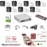 Hikvision 7 Kameralı 7/24 Renkli Görüşlü 2mp Ahd Güvenlik Kamerası - 40 Metre