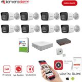 Hikvision 8 Kameralı Dahili Mikrofonlu 7/24 Renkli Görüşlü 2MP IP Kamera Seti
