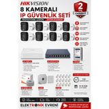 Hikvision 8 Kameralı IP Güvenlik Kamera Seti 2MP Sesli Gece Görüşlü PoE NVR 1TB HDD Dahil 305 Metre CAT6 Kablo