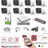 Hikvision 8 Kameralı Mikrofonlu Gece Görüşlü Kamera Seti - Beyaz - Beyaz - Siyah