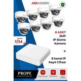 Hikvision 8 Kameralı Mikrofonlu IP Güvenlik Kamera Sistemi Gece Görüşlü Uzaktan İzleme Full HD DS-2CD1121G2-LIUF