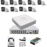 Hikvision 9 Kameralı Güvenlik Kamera Hazır Set 2tb 7/24 Hdd-2tb Kayıt Kapasiteli Sistem
