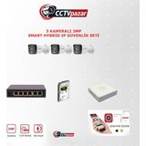 Hikvision Cctvpazar Hıkvısıon 3 Kameralı 2mp Dahili Mikrofonlu Ip Kamera Seti (1tb)