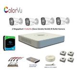 HIKVISION Hikvision 2mp 4 Kameralı Dış Ortam Ahd Hd-tvi Colorvu Gece Renkli Kamera Seti 4tb Disk